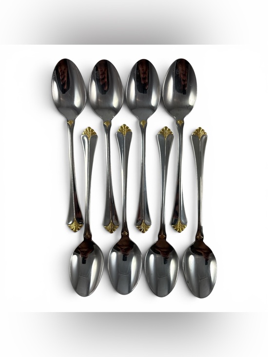Towle Other - Vintage Towle 18/8 Santa Barbara Gold Stainless Set of 8 Dinner Soup Spoons